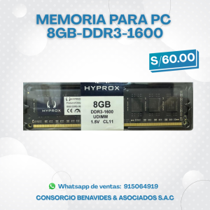 Memoria para PC 8gb-DDR3-1600