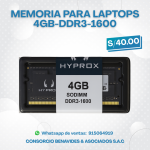 Memoria para Laptops 4GB-DDR3-1600