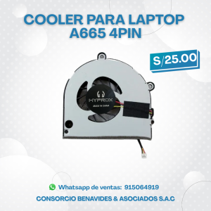 COOLER HYPROX PARA LAPTOP TOSHIBA A665 4PIN