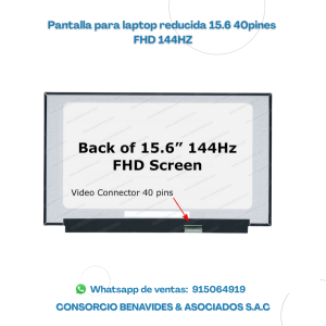Pantalla para Laptop Reducida  15.6 40PINES 144HZ